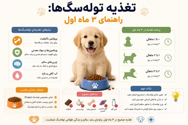 تغذیه توله‌سگ‌ها: راهنمای ۳ ماه اول